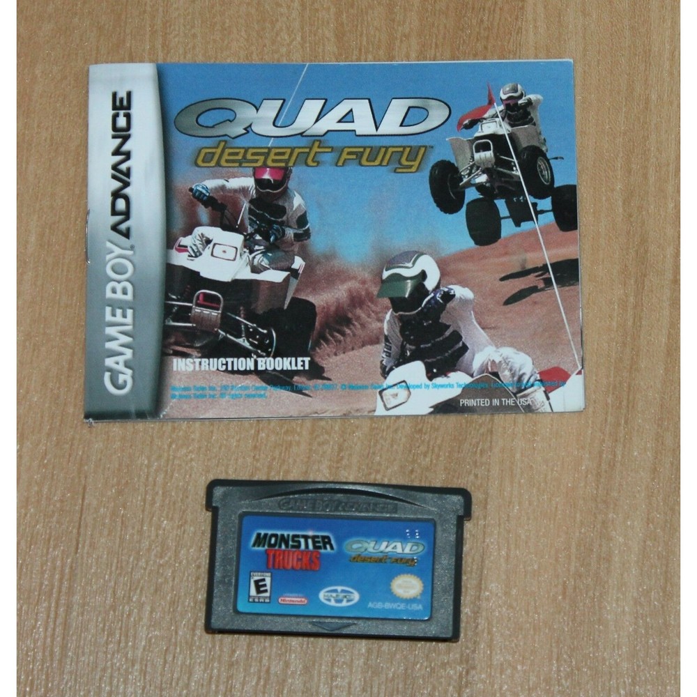 Monster Trucks Quad Desert Fury‎ Nintendo Game Boy Advance GBA & Manual Working